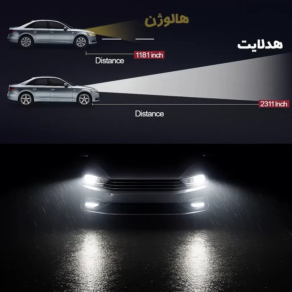 مقایسه هدلایت و هالوژن خودرو
